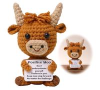 Positive Crochet Animals Beads Cow Keyring Mini Funny Positive Highland Cow Silicone Animal Keychains Emotional Support Funny Creative Cute Cheer Up Keepsake Gift for Friends Student (Only Cow)