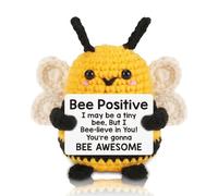 Positive Crochet Animals,Bee Gifts Crocheted Funny Emotional Support Gift Handmade Animal Mini Bees Birthday Encouragement Card Happy Inspiration Motivational Cute Plush,for Friends Family Women Men