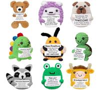 Positive Crochet Animals Bulk, Emotional Support Crochet Animals, Mini Inspirational Gift for Women Friends Teens Students, Small Funny Potato Coworker Employee Gifts Cute Crocheted Doll Cheer Up Gift