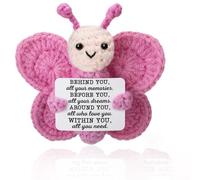 Positive Crochet Animals Butterfly Gift,Handmade Emotional Support Crochet,Features Motivational and Inspiring Messages,Cute Mini Inspirational Knitted Plush Butterfly Doll,Thank You Gift for Friend