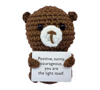 Positive Crochet Animals - Crochet Doll Decor | 10cm Cartoon Panda Bunny Tiger Bear Decors Cheer Up Knitted Dolls, Holding Card Funny Cute Encouragement Doll For Birthday Party Decor And Others