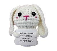 Positive Crochet Animals - Crochet Doll Decor | 10cm Cartoon Panda Bunny Tiger Bear Decors Cheer Up Knitted Dolls, Holding Card Funny Cute Encouragement Doll For Birthday Party Decor And Others