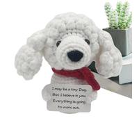 Positive Crochet Animals - Emotional Support Dog | Encourage Animals with Positive Cards | Crochet Plush for Desks Shelves Bedside Tables Crochet Animals