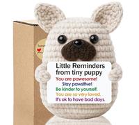 Positive Crochet Animals Emotional Support Gift, Cute Knitted Doll With Positivity Card Little Reminders From Tiny Puppy, Motivational Cheer Up Gifts For Women Friend Coworkers Colleagues Families