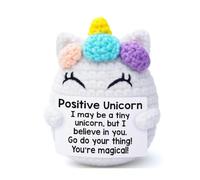 Positive Crochet Animals, Emotional Support Gift, Mini Unicorn Crochet Gifts for Women Men with Good Luck Charm, Handmade Positivity Gifts for Birthday Christmas Thanksgiving New Year