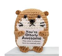 Positive Crochet Animals, Funny Positive Sea Otter, Handmade Sea Otters Plush with Encouragement Card, Emotional Support Crochet for Home Desk Decor, Cute Otter Gifts for Kids, Friends, Coworkers