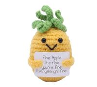 Positive Crochet Animals Gifts,Positive Sloth/Capybara/Duck/Axolotl/Bee/Cow,Emotional Support Handmade Gift with Affirmation Cards,Funny Inspirational for Women Keepsake,Cute Decoration (Pineapple)