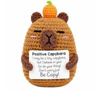 Positive Crochet Animals Gifts,Positive Sloth/Capybara/Duck/Axolotl/Bee/Cow,Emotional Support Handmade Gift with Affirmation Cards,Funny Inspirational for Women Keepsake,Cute Decoration (Capybara A)