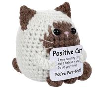 Positive Crochet Animals Gifts,Positive Sloth/Capybara/Duck/Axolotl/Bee/Cow,Emotional Support Handmade Gift with Affirmation Cards,Funny Inspirational for Women Keepsake,Cute Decoration (Siamese)