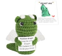 Positive Crochet Animals, Handmade Crochet Dragon Doll, Pocket Hug, Emotion Support Gift for Her, Him, Family, Friends, Bestie, Coworker, Home Office Desk Decor, Green