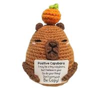 Positive Crochet Animals, Handmade Knitted Capybara Toys with Inspirational Card, Cute Stuffed Decorative Plush for Bedroom, Desk, Bedside, Home