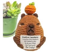 Positive Crochet Animals - Knitted Capybara Toy, Handmade Stuffed Animal, Soft Durable Material, Cute Decorative Design, Inspiring Motivational Card Included | Crochet Toy With Home Decor Bedroom Desk