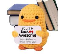 Positive Crochet Animals,Knitted Duck Stuffed Animal - Novelty Home Decoration Handwoven Tabletop Centerpieces, Emotional Support Animals Crochet Doll for Friends Family