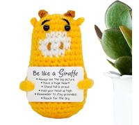 Positive Crochet Animals | Knitted Little Giraffe Figurines - Cute Handmade Crochet Dolls | For Home Decor Office Bedroom Living Room Dining Room For Men Women