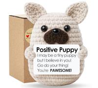 Positive Crochet Animals, Motivational Emotional Support Gift With Positive Affirmation Cards Positive Puppy, Cute Knitted Doll Handmade Cheer Up Gifts For Birthday Easter Christmas, You're Pawesome!