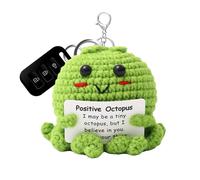Positive Crochet Animals Octopus, Funny Positive Octopus, Knitted Positive Octopus Doll with Encouragement Card - Emotional Support Crochet Doll for Friends, Desk Decoration