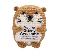 Positive Crochet Animals,Otter Plush Crochets Animal Otters Toy Mini Funny Doll Emotional Support Gifts Birthday Card Knitted Inspired Brown Fat,for Families Friend Women