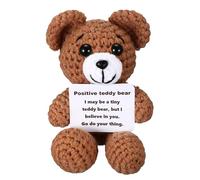 Positive Crochet Animals - Uplifting Stuffed Toy, Yarn Bear | Funny Amigurumi Decor Figure with Tags Planned, Craft Plush Toys for Kids Day and the Day