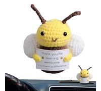 Positive Crochet Animals - Wool 8.2x3.5cm Handmade Plush | Emottional Support Bee | Cute Crocheted Companion Figurine | Good Luck Stress Relief for Friends Family and Loved