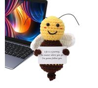 Positive Crochet Bee Doll with Card | Cute Amigurumi Bee with Encouragement Words | Funny Plush Bee Animal for Adults and Children, Thoughtful Gift pe