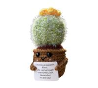 Positive Crochet Cactus Ball | Knitted Emotional Positive Plant | Crocheted Cactus Doll | Knitted Cactus Toy | Funny Positive Crochet Cactus Emotional Support for Room, Car and Home Decor