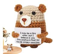 Positive Crochet - Cartoon Otters Crochet Animals with Positive Messages | Handmade Table Ornament, Cheer Up Knitted Doll for Home Office Decoration
