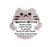 Positive Crochet Cat - Emotional Support Gifts | Inspirational Handmade Knitting Doll | Positive Crochet | Handmade Inspirational Crochet Animals with Positive Card | Craft ORN