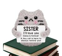 Positive Crochet Cat - Polyester 7x6x5cm Cat Cro-chet |Positive C-at- Mini Handmade Crochet Animal Plush | Adorable Keepsake For Easter Baskets Birthdays Valentines Christmas Coworker Gifting