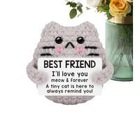 Positive Crochet Cat - Polyester 7x6x5cm Cat Cro-chet |Positive C-at- Mini Handmade Crochet Animal Plush | Adorable Keepsake For Easter Baskets Birthdays Valentines Christmas Coworker Gifting