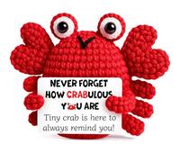 Positive Crochet Crab Animal Emotional Never Forget How Crabulous You are Mini Handmade Graduation Birthday Gifts for Women Mom Mother Inspirational Cheer Gift for Coworker Friends Teacher