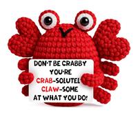 Positive Crochet Crab Animal Emotional You are Awsome Mini Handmade Graduation Birthday Gifts for Women Mom Mother Inspirational Cheer Gift for Coworker Friends Teacher