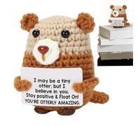 Positive Crochet - Crochet, Handmade Cute Knitted Animal With Inspirational Card, Uplifting Table Ornament | 2.7 Inch, For Home Office Desk Gift, Cheer Up, Positive Decor, Animal Lover, 1*Pc