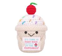 Positive Crochet Cupcakes, Emotional Support Gift Set with Handmade Knitted Crochet Doll, Uplifting Affirmation Cards, Adorable Decor for Stress Relief & Anxiety Comfort