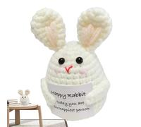 Positive Crochet - Cute Bunny Crochet | Holding Card Cheer Up | Cheer Up Cartoon Doll Suitable for Birthday Gift Friendship Surprises Desk Decor and Creative Handmade Display Accessories