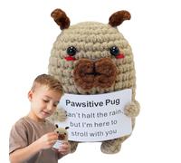 Positive Crochet Dog - Knitted Animal Doll | Knitted Doll with Emotional Support for Puppy Positive Crochet with Positive Card for Home Decor