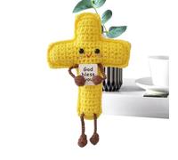 Positive Crochet Doll - 10cm Mini Knitted Figure, Handmade Pocket Cross Ornament, Inspirational Collector's Gift, Soft Yarn Craft Decoration | Home