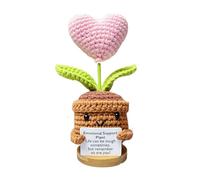 Positive Crochet Doll | Inspiration Knitted Toy | Sunflower, Pink Heart Style | 5x5x13CM/1.9x1.9x5.1in | 1 Count | Indoor | Unique Sunflower Design, Inspiration Card