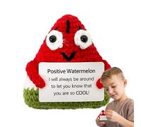 Positive Crochet Fruits, Knitted Fruits - Knitted Beef Bone Doll with Positive Hook Fruits, Emotional Cards, Wool Fruit for Adults,