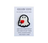 Positive Crochet Ghost, Inspirational Mini Ornament, Uplifting Message Card, Soft Wool Handmade Design, 1 Piece White Figure, Excellent for Desk, Reward Bag, Work, or Classroom Cheer