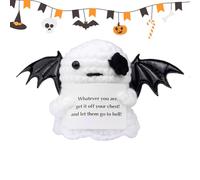 Positive Crochet Ghost | Knitted Ghost Toy with Positive Card for Halloween - Funny Motivational Desktop Decorations Handmade for Home Office School Gift