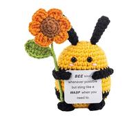 Positive Crochet Hook, Cute Funny Soft Home Supporting Decoration, Crochet Bee Doll with Affirmation Cards, for Women Teachers Colleagues Home Desk Graduation Birthday Natal