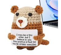Positive Crochet Hook - Cute Wool Plush Sculpture, Handmade Motivational Display Stand, Emotional Support Fiber Figurine Bringing Joy | Moving Gift for F