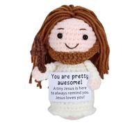 Positive Crochet Jesus Gift for Encouragement - Emotional Support Crochet for Baptism First Communion Confirmation Christmas - Faith Based Christian Religious Reminder for Women Men Friends Teens
