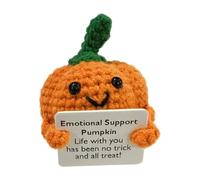 Positive Crochet, Positive Support Crochet Pumpkin, Knitting Doll with Card Cartoon Cute Encouragement for Desktop Friend Birthday Bookshelf Boy Girl Dorm Adult