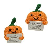 Positive Crochet Pumpkin,2pcs Emotional Support Pumpkin,Small Pumpkin Emotional Support Crochet Doll,Emotional Support Pumpkin Plush Crochet Decoration,Plush For Birthday