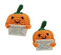 Positive Crochet Pumpkin, Pumpkin Plush With Encouraging Card, Tiny Vegetable Crochet Toy Emotional Support Plush, Crochet Decor Cheer Up Crochet Toy For Friends,Tiny Pumpkin Emotional Support Crochet