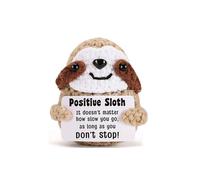 Positive Crochet Sloth Gifts,Emotional Support Affirmation Funny Plush Gift,With Encouraging Card Mini Inspirational Knitted Doll,Cute Creative Crocheted Decoration Dolls,for Women Men (Khaki color)