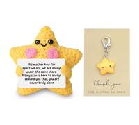 Positive Crochet Star, Yellow Star Keyring with Thank You Card, Handmade Crochet Doll, Emotion Support Gift, Thinking of You Gift for Her, Him, Friend, Colleagues, Teachers, Home Office Desk Decor