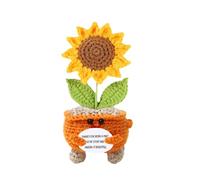 Positive Crochet Sunflower - Inspirational Crochet Flowers,Hand-Woven Artificial Flower, Inspirational Home Decor for Dressing Table Bookshelf Nightstand