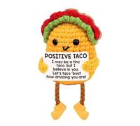 Positive Crochet Taco, Handmade Knitted Taco Doll with Positive Card, Cute Emotional Support Gift for Room Car Office Decoration